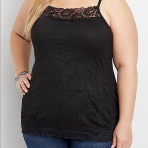 Plus Size Solid Lace Crinkle Cami